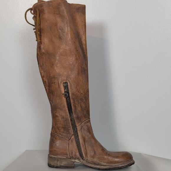 Bed Stu Manchester Knee High Leather Lace Back Boots - Picture 6 of 16